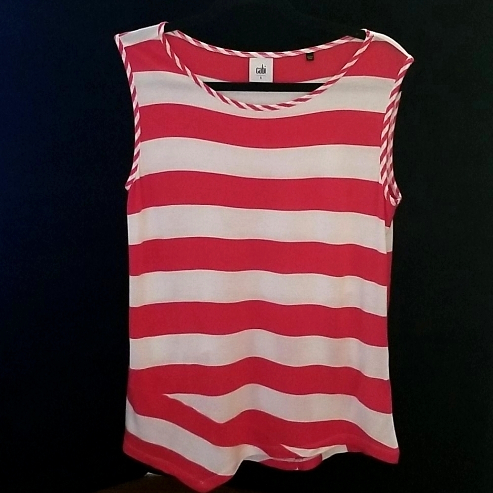 CAbi Carousel Striped Red and White Top. 5198